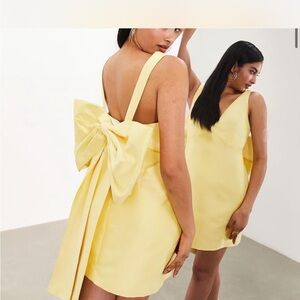 Elegant ASOS Yellow Bow Dress